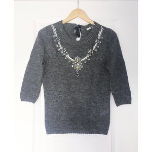 Jessica by Christopher Grey Embellished 3/4 sleeve Sweater Sz L